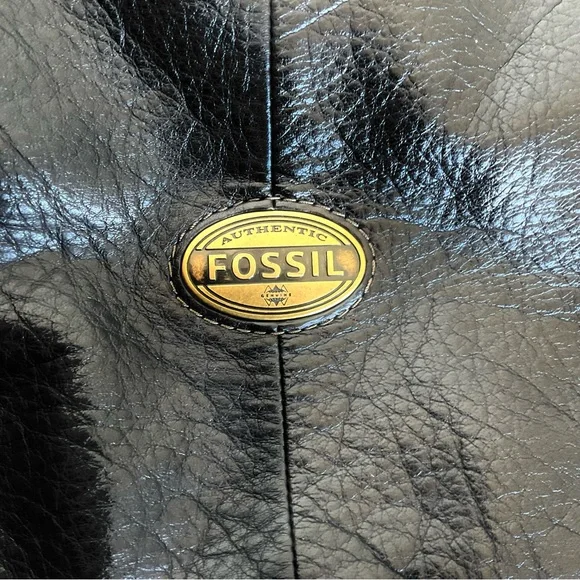 Fossil Black Leather Bag with Gold Logo - Picture 9 of 10